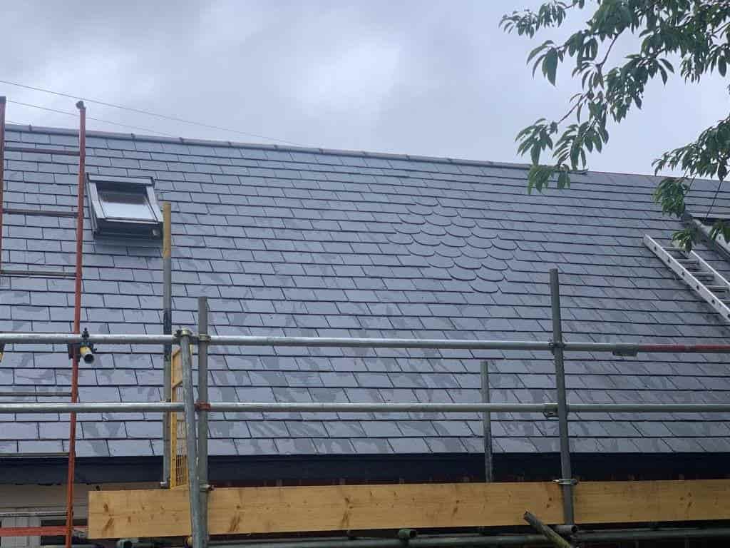 This is a photo of a new slate roof installation this was installed by Middleton Roofing