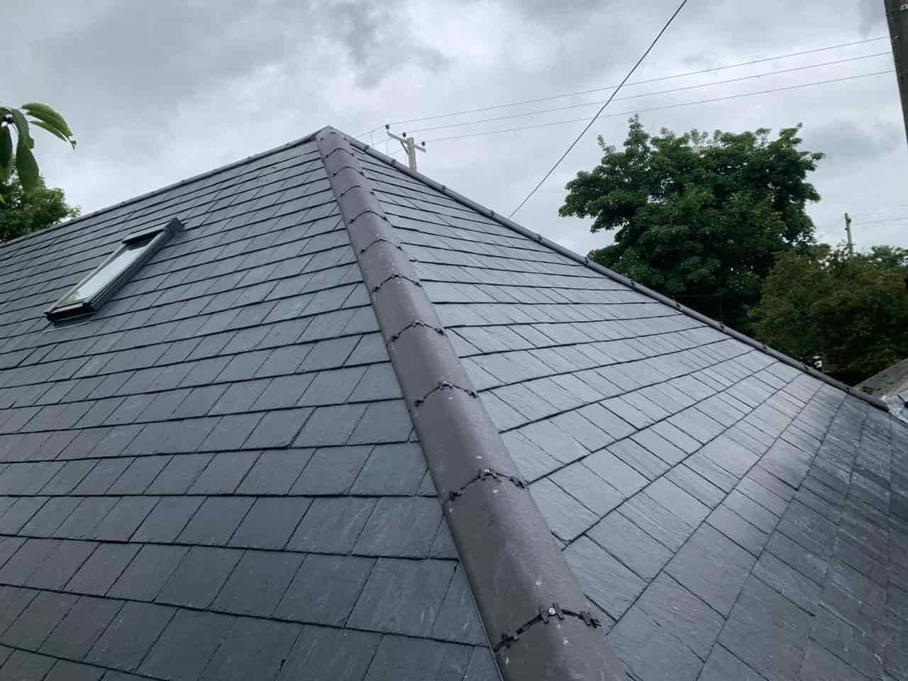 This is a photo of a new slate roof installation. This work was carried out by Middleton Roofing